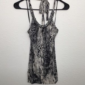 COPY - Animal print halter top with metal chain d…